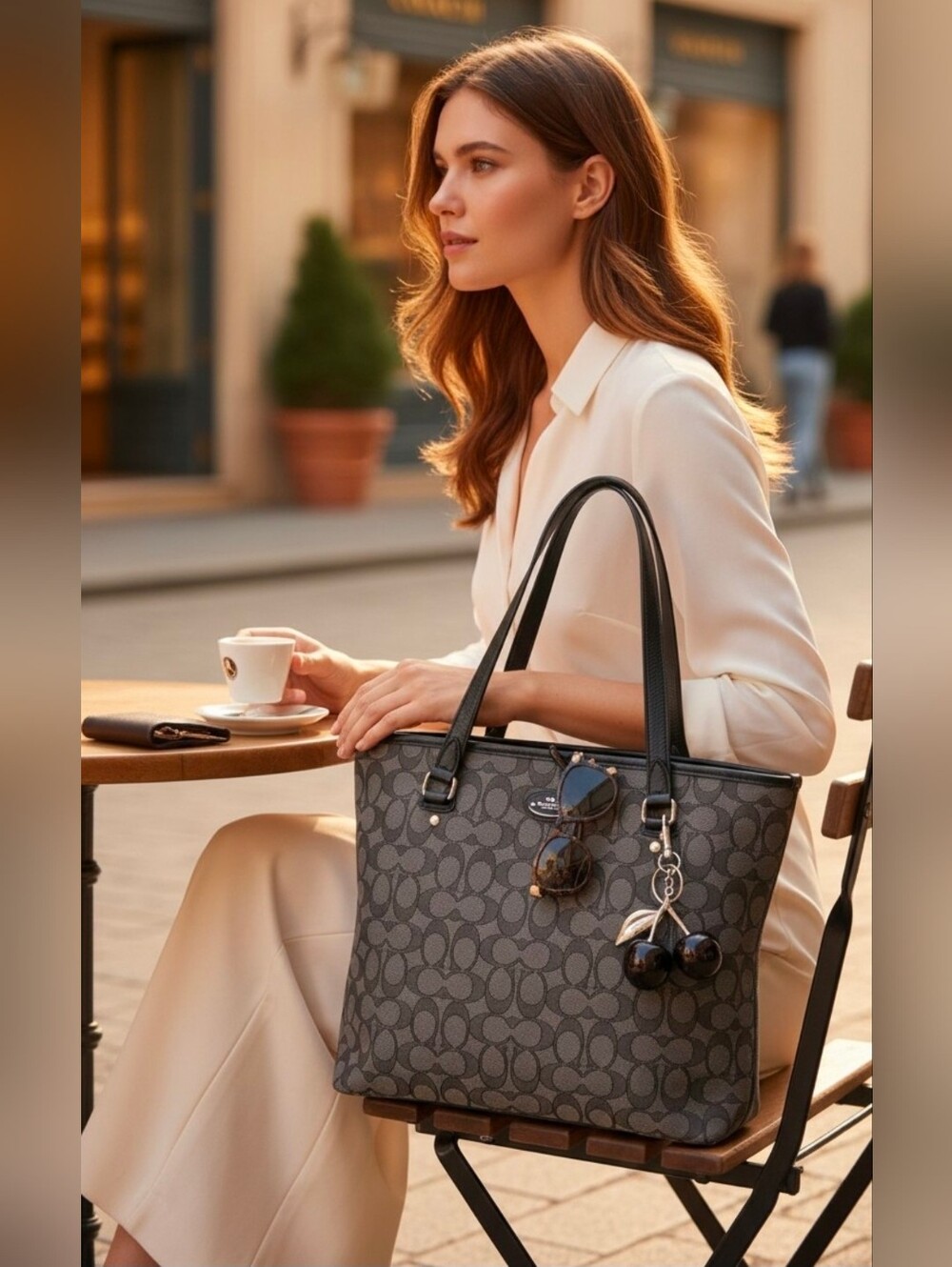 Coach Outline Signature Zip Top Tote (Style F58282) & Coach Corner Zip Wristlet - Picture 2 of 15